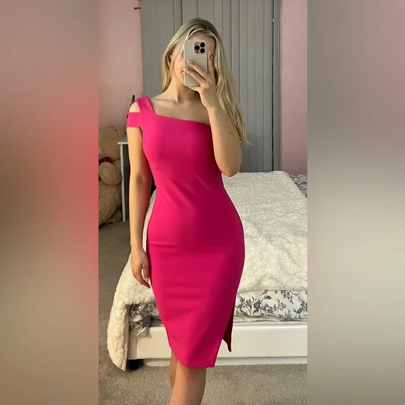 likely pink dress Tara Gown, 0 / The Likely Frida Dress in Pinkberry features ruffle details and a curve Likely Women's Cami Feather Trim